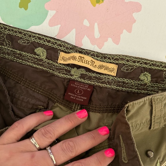 Vintage Y2K Miss Me Flare Low RiseCargo Womens Pants with embroidered detail - Picture 2 of 16